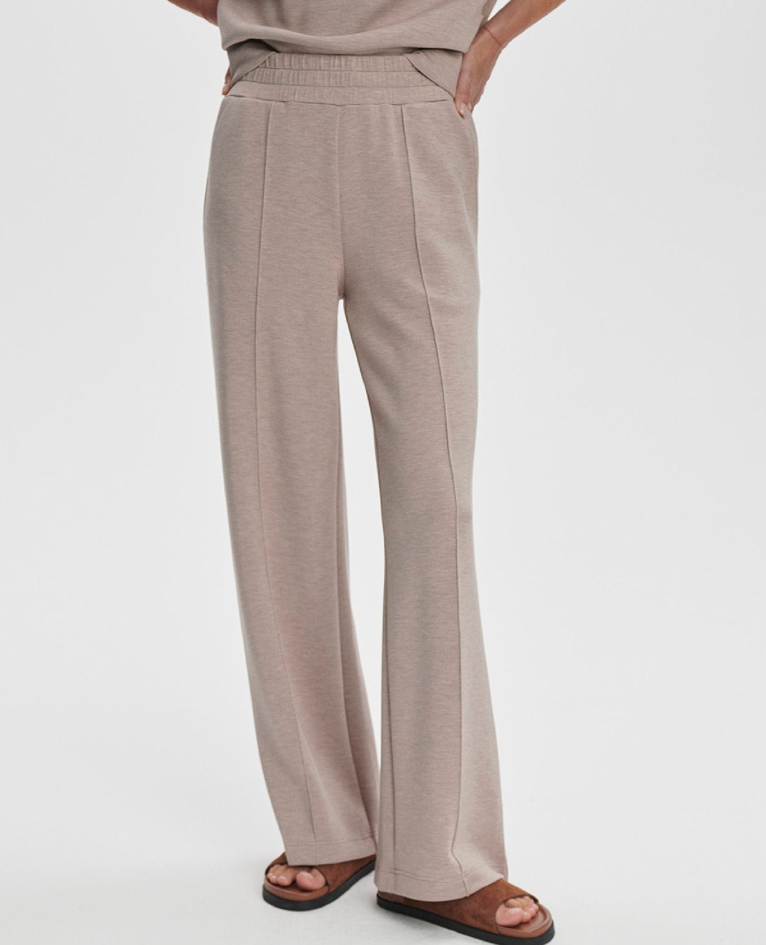 Varley Wide Leg Pant 30 Taupe Marl