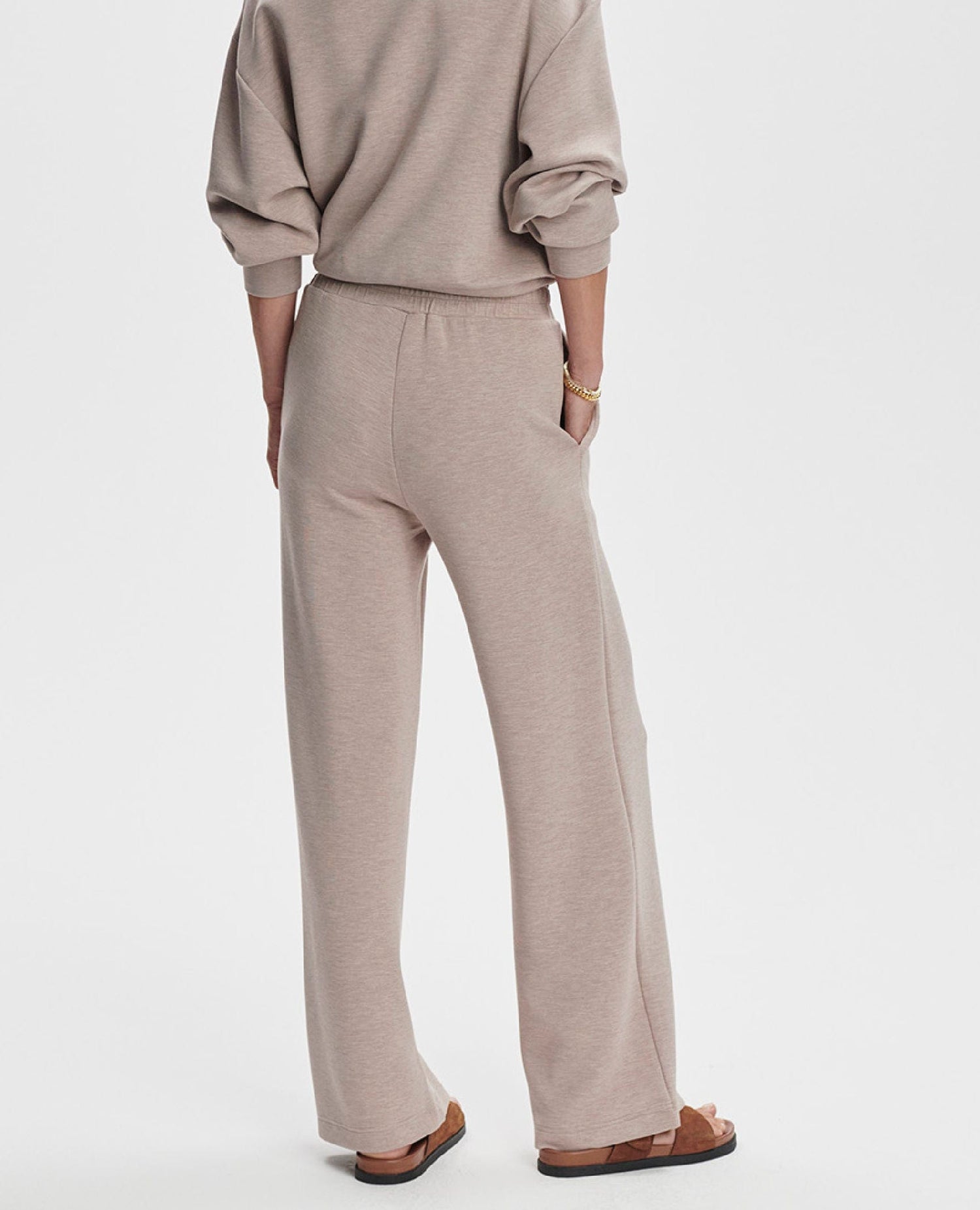 Varley Wide Leg Pant 30 Taupe Marl