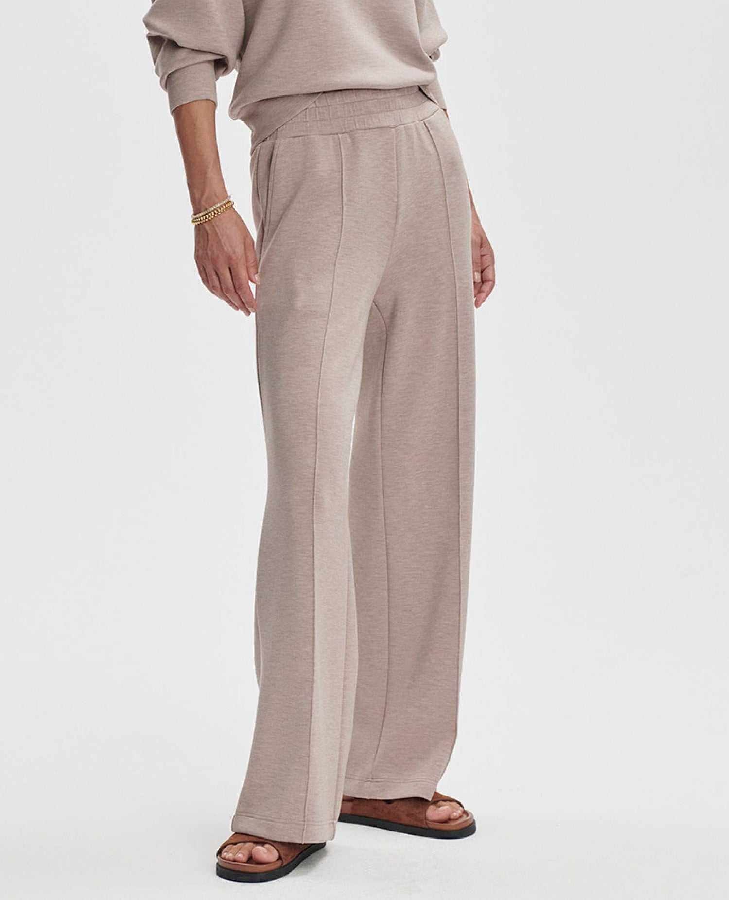 Varley Wide Leg Pant 30 Taupe Marl