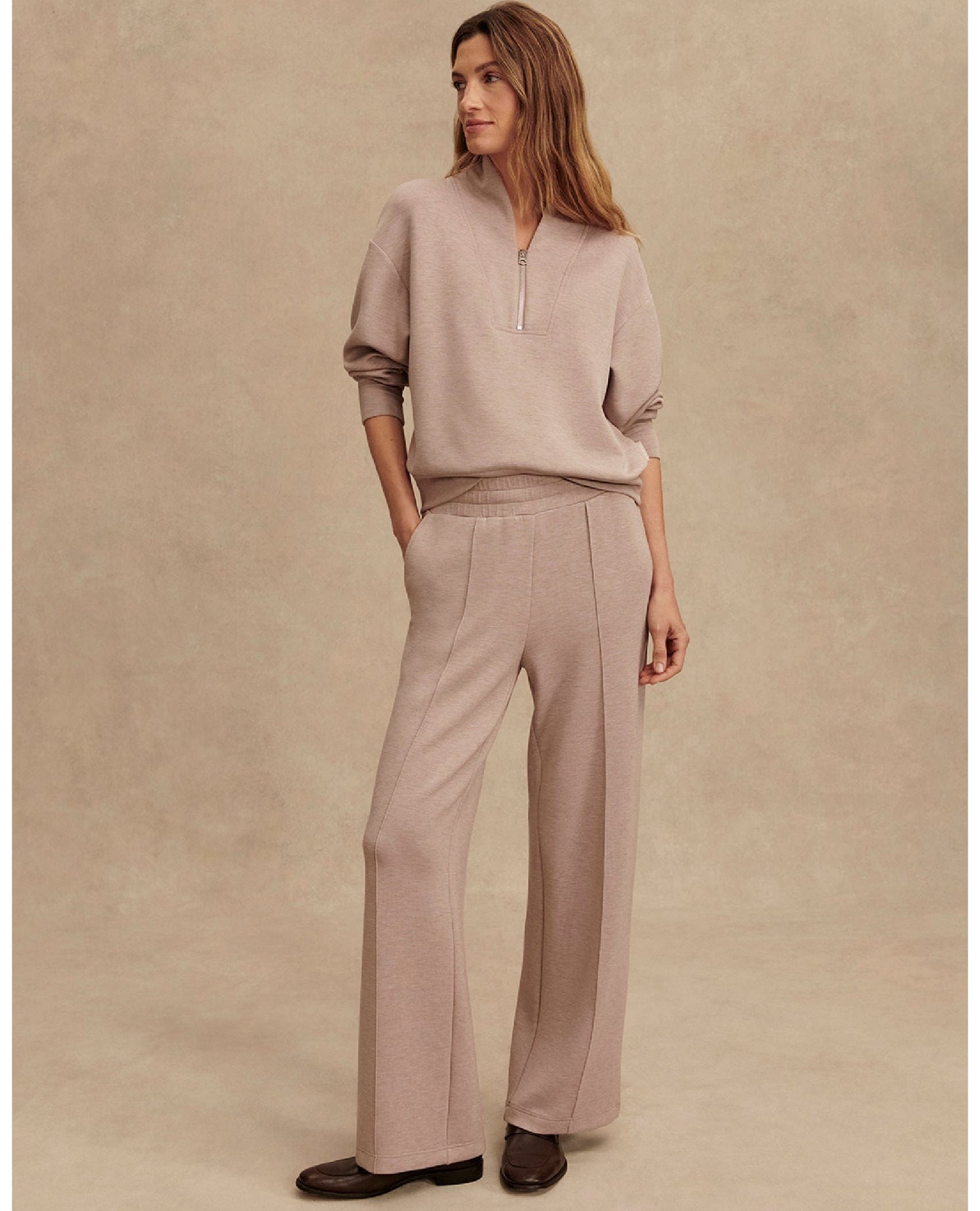 Varley Wide Leg Pant 30 Taupe Marl