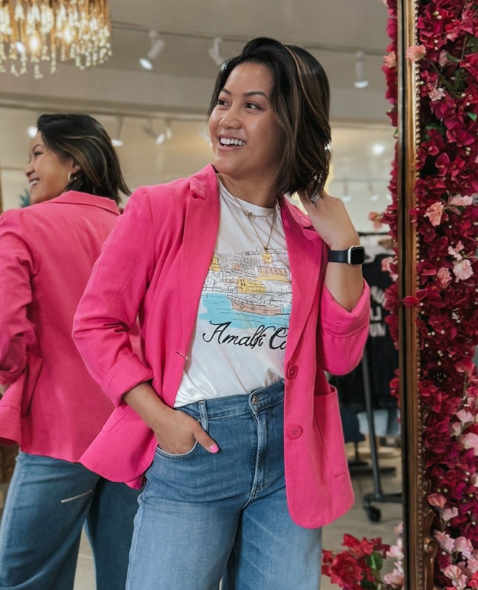 Almafi Coast Short Sleeve Tee Shirt - PINK ARROWS