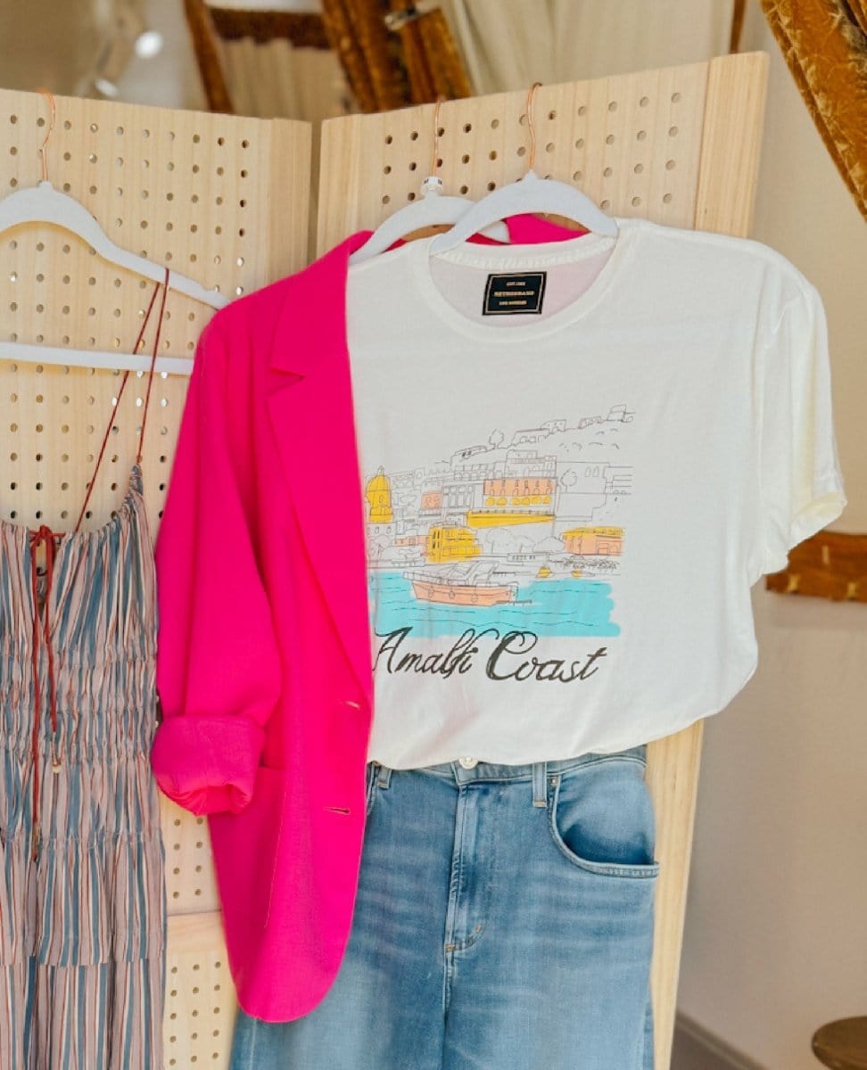 Almafi Coast Short Sleeve Tee Shirt - PINK ARROWS