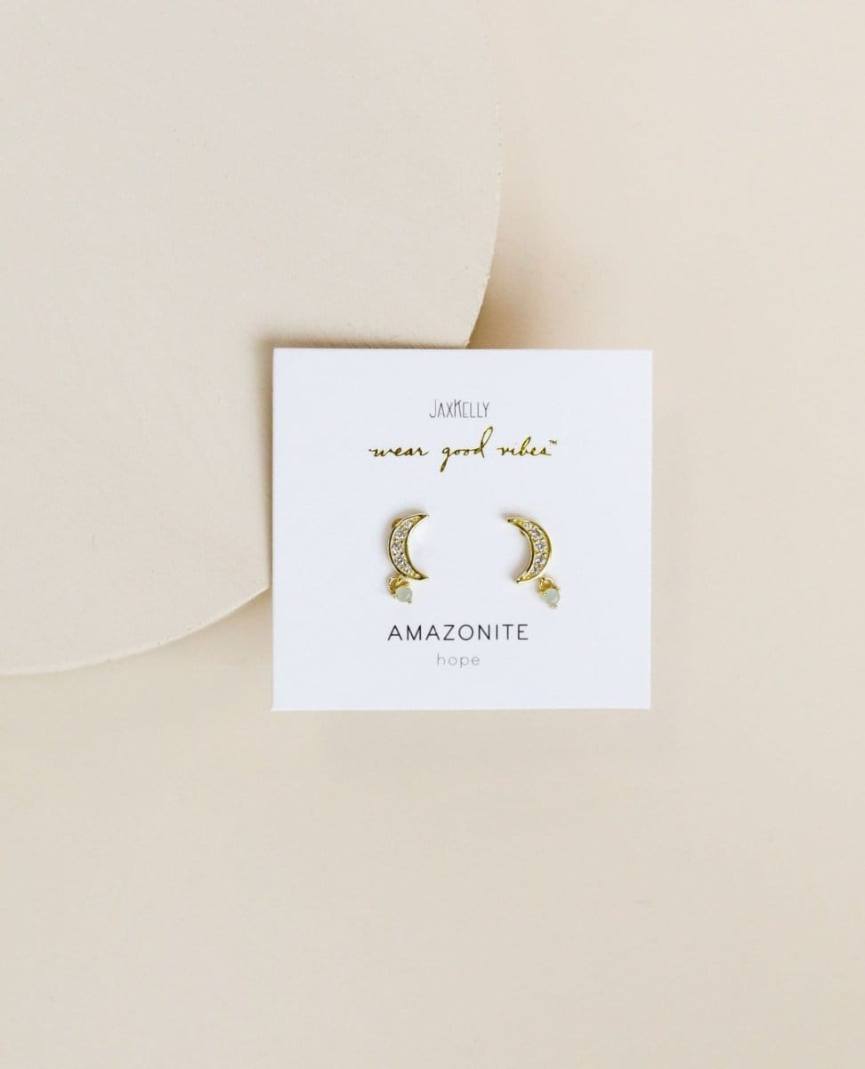 Amazonite Moon Drop Hope Earrings - PINK ARROWS