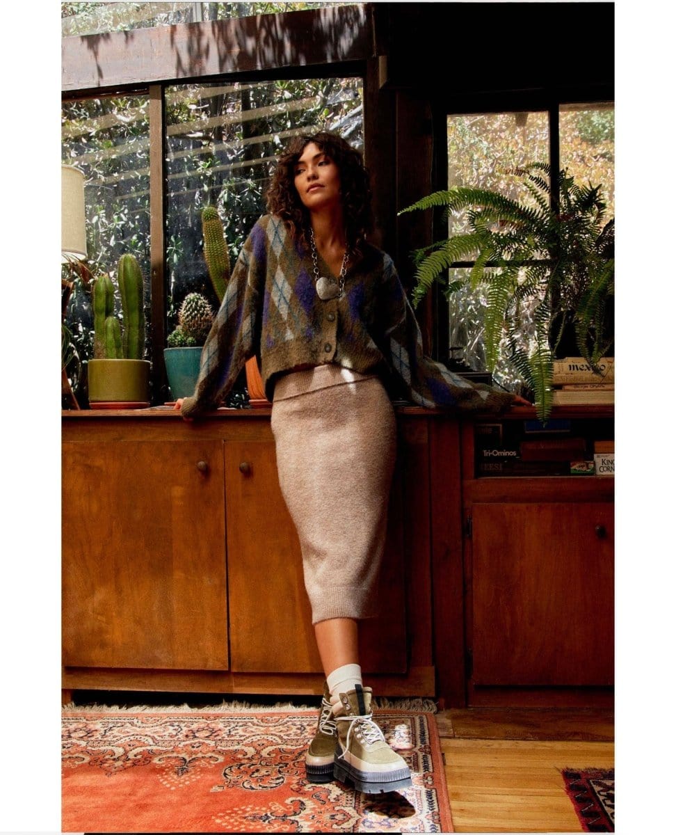 Argyle Oversized Cardigan Forest Mist - PINK ARROWS