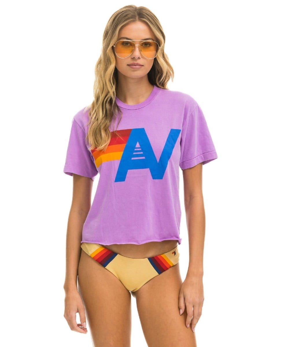 Aviator Nation Logo Boyfriend Tee Purple - PINK ARROWS