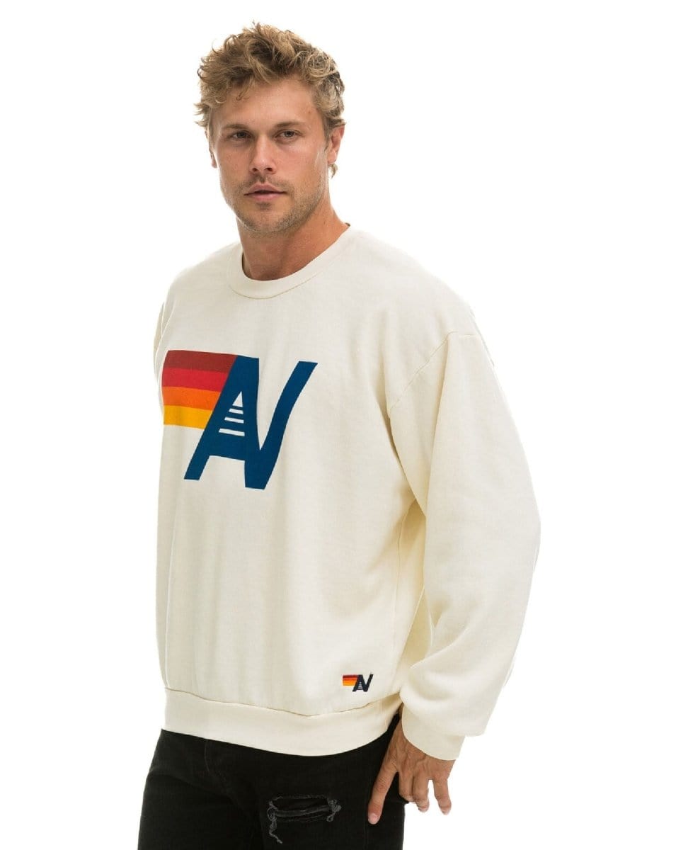 Aviator Nation Logo Sweatshirt Relaxed Vintage White - PINK ARROWS