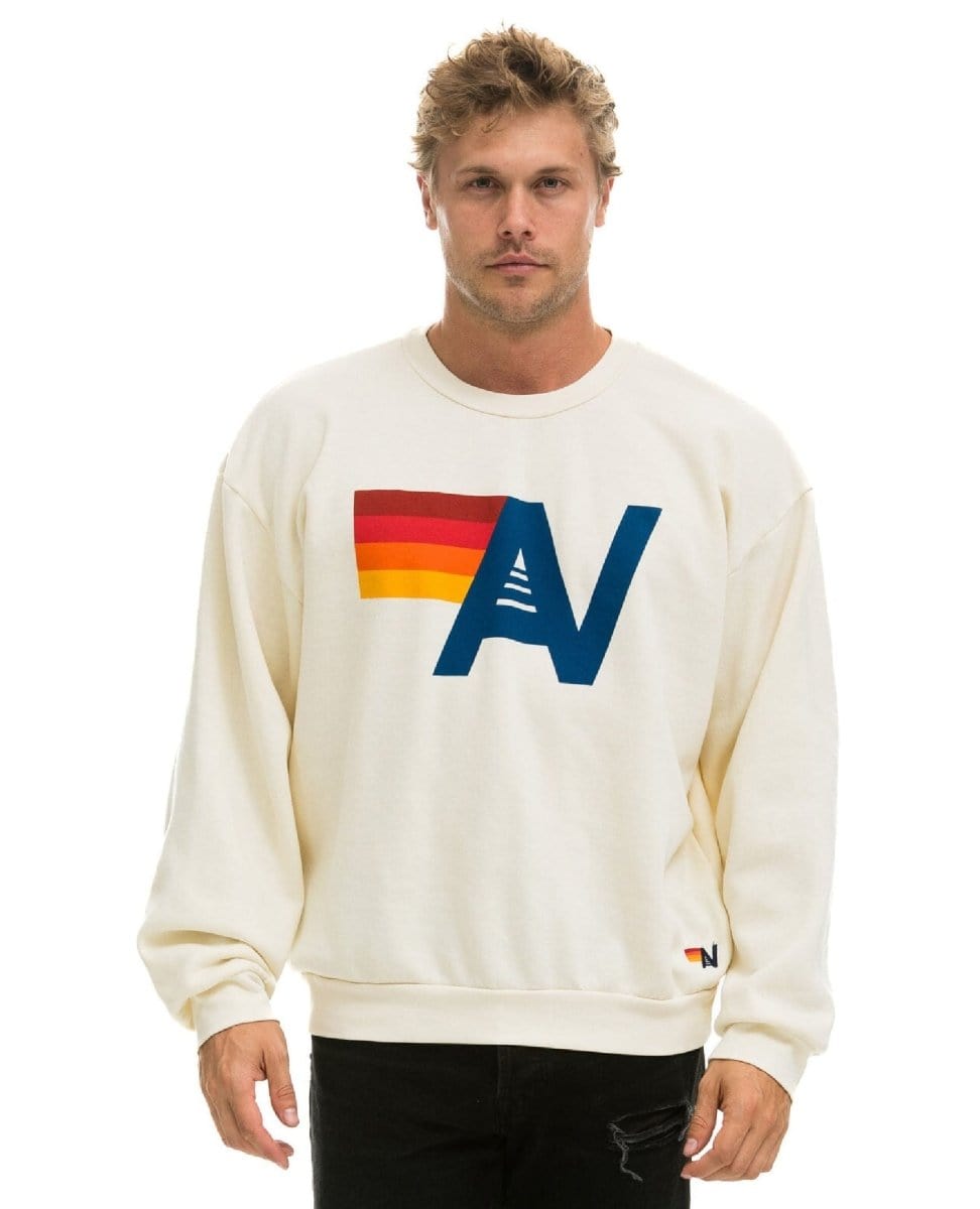 Aviator Nation Logo Sweatshirt Relaxed Vintage White - PINK ARROWS