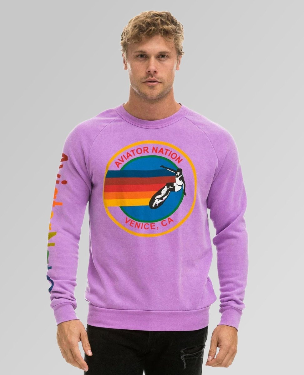 Aviator Nation Sweatshirt Vintage Neon Purple - PINK ARROWS