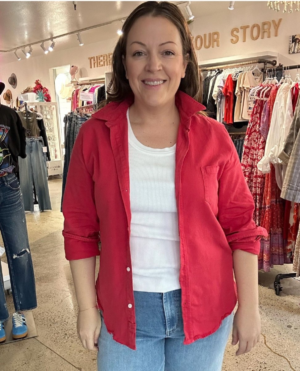 Barry Tailored Shirt Saffron Red - PINK ARROWS