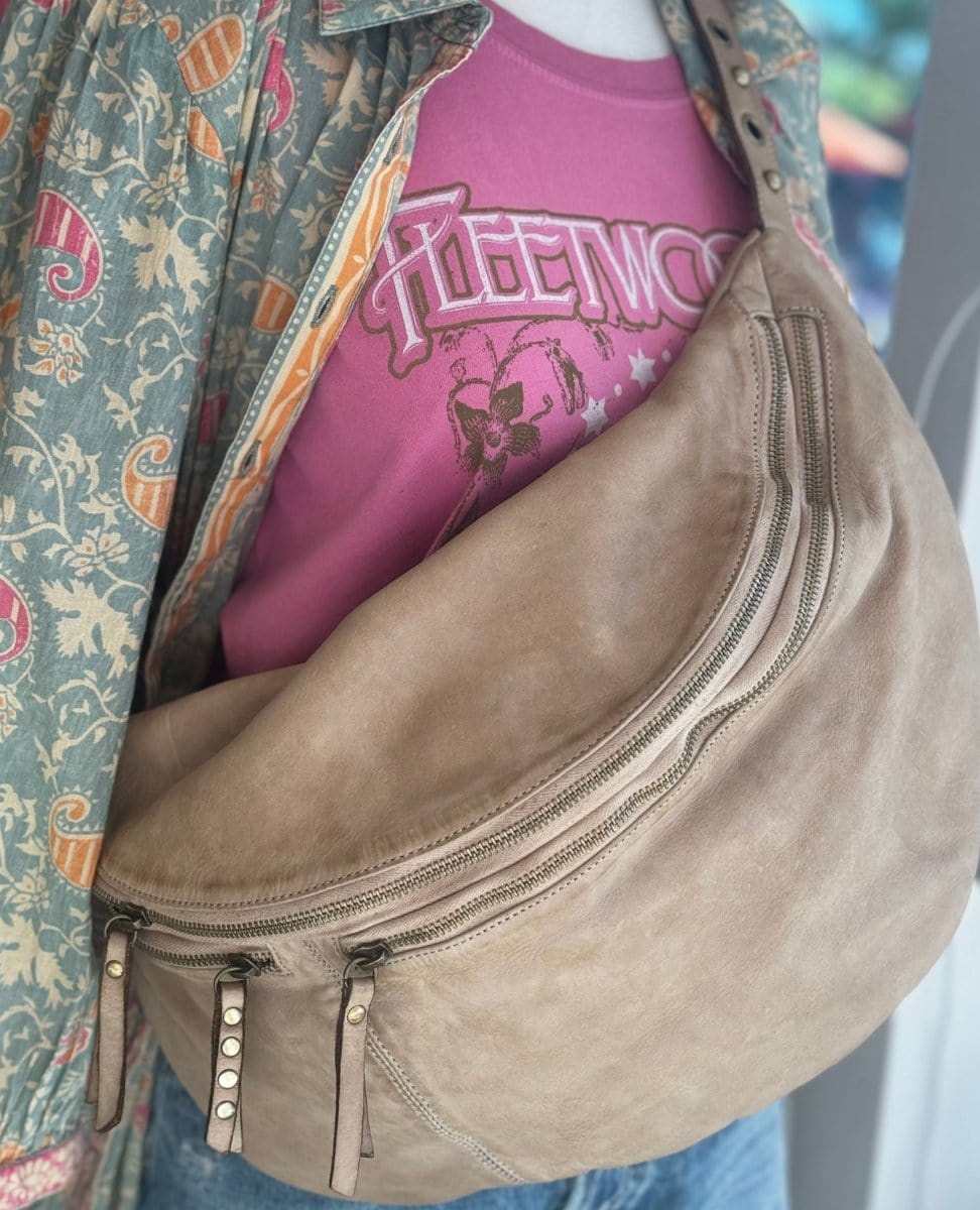 Bella Large Crossbody Belt Bag Light Taupe - PINK ARROWS