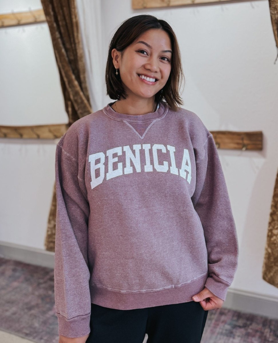Benicia Varsity Sweatshirt Rosewood - PINK ARROWS