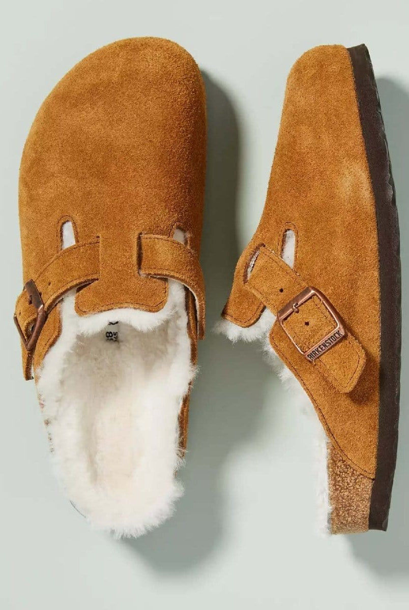 Birkenstock Boston Shearling Mink Clogs - PINK ARROWS