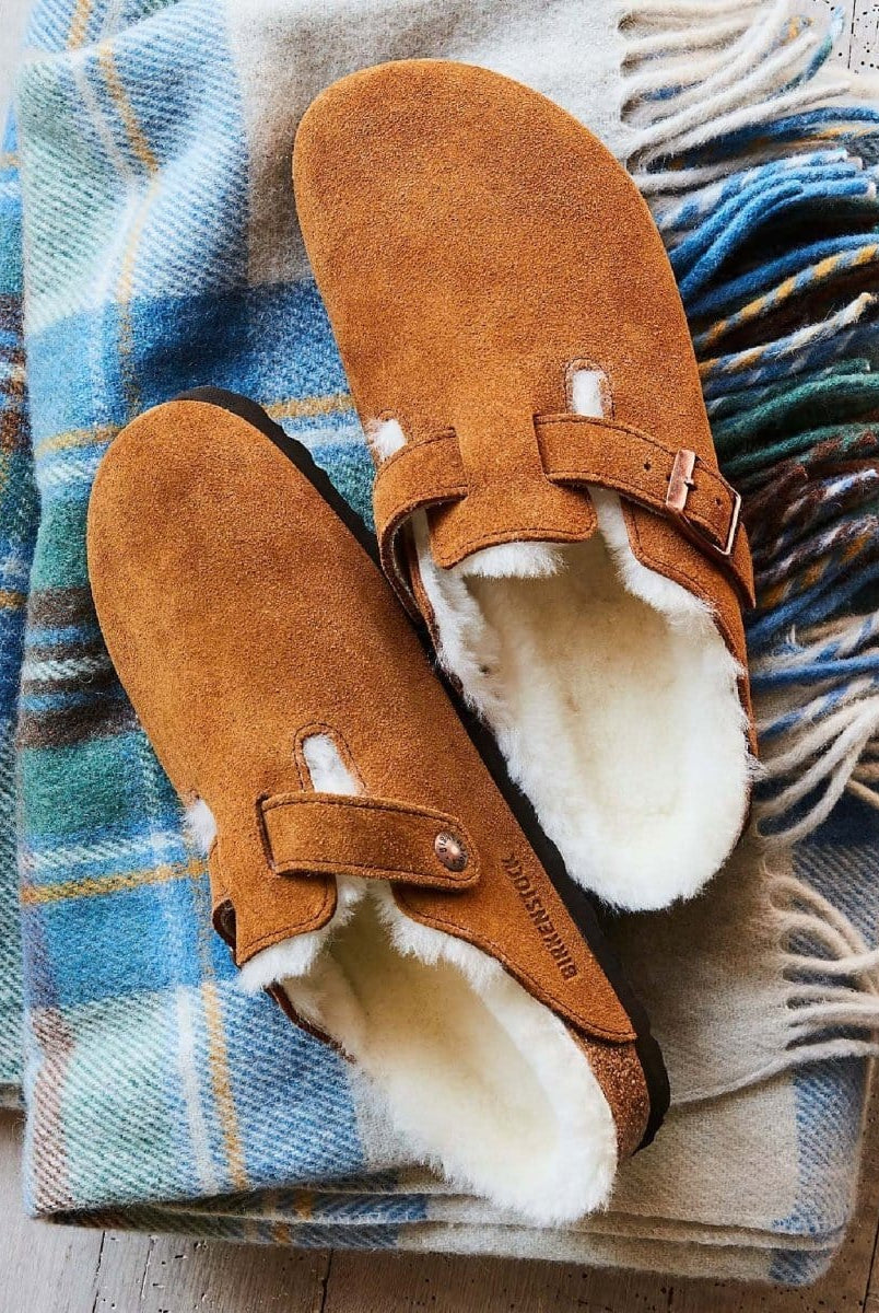 Birkenstock Boston Shearling Mink Clogs - PINK ARROWS