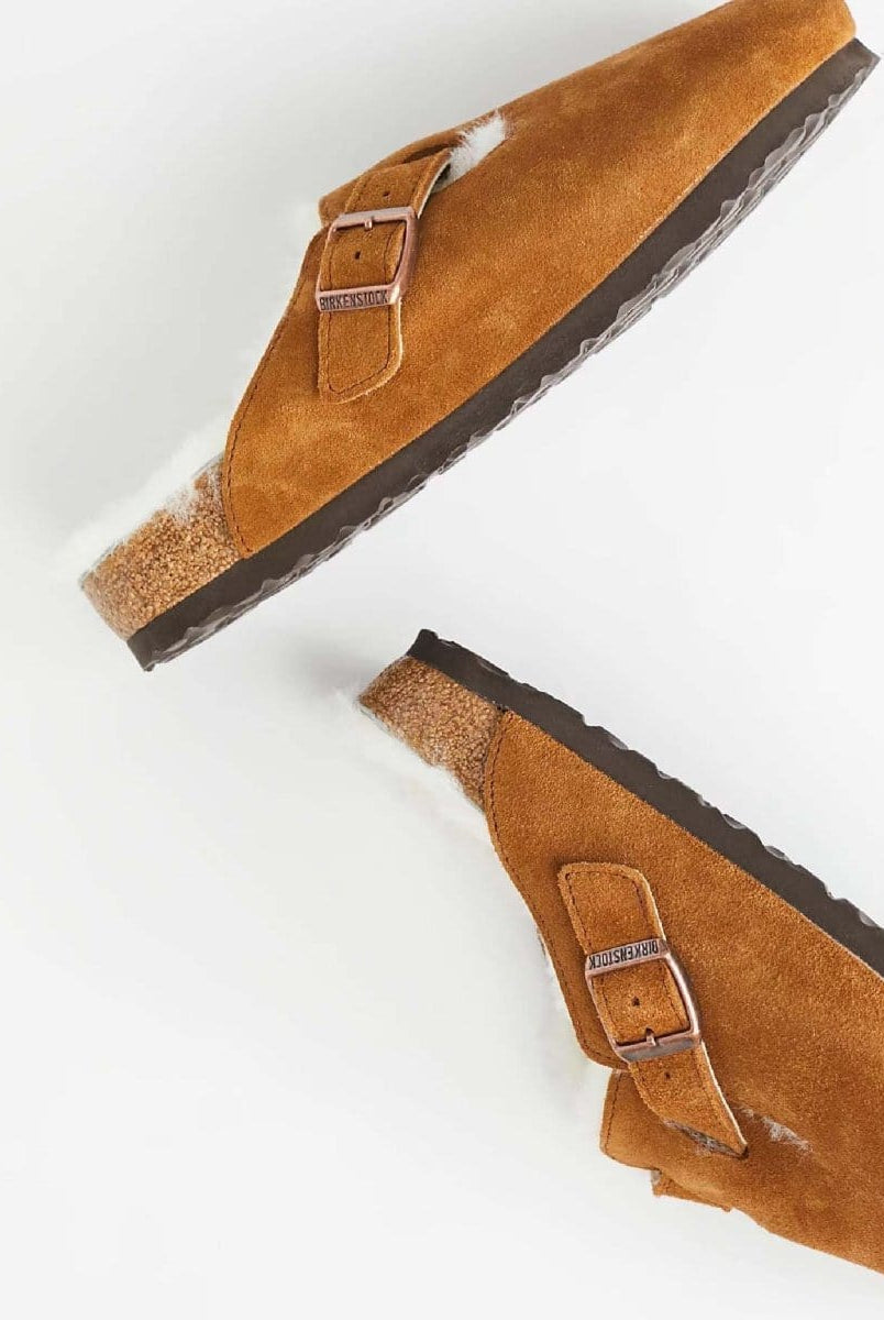 Birkenstock Boston Shearling Mink Clogs - PINK ARROWS