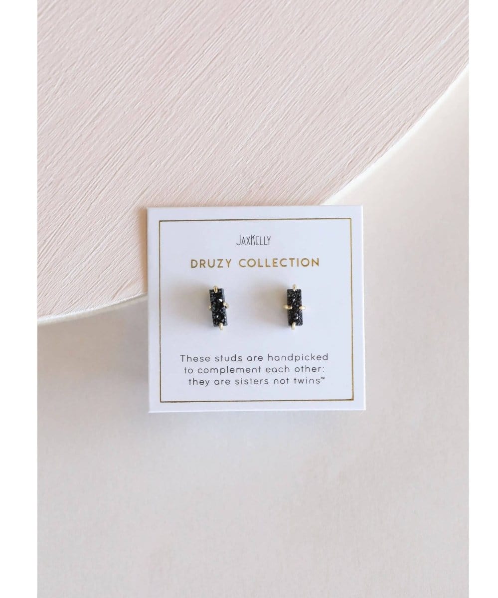 Black Bar Druzy Earrings - PINK ARROWS