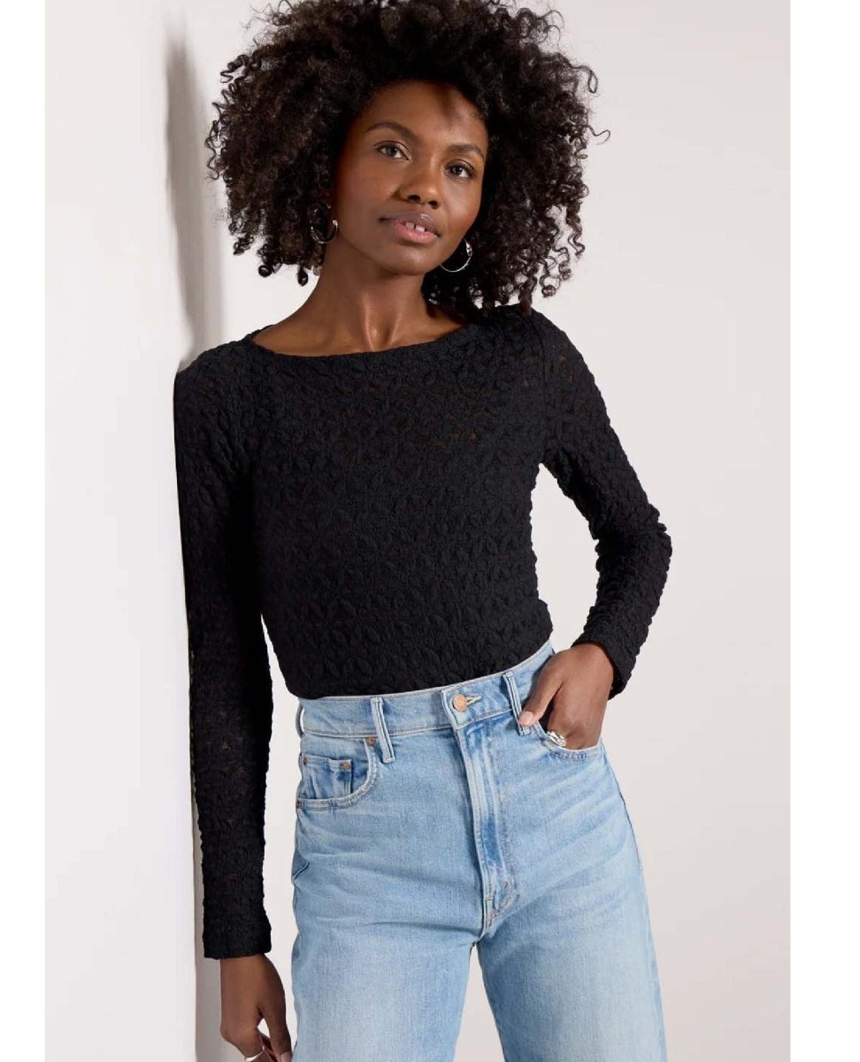 Boatneck Long Sleeve Black - PINK ARROWS