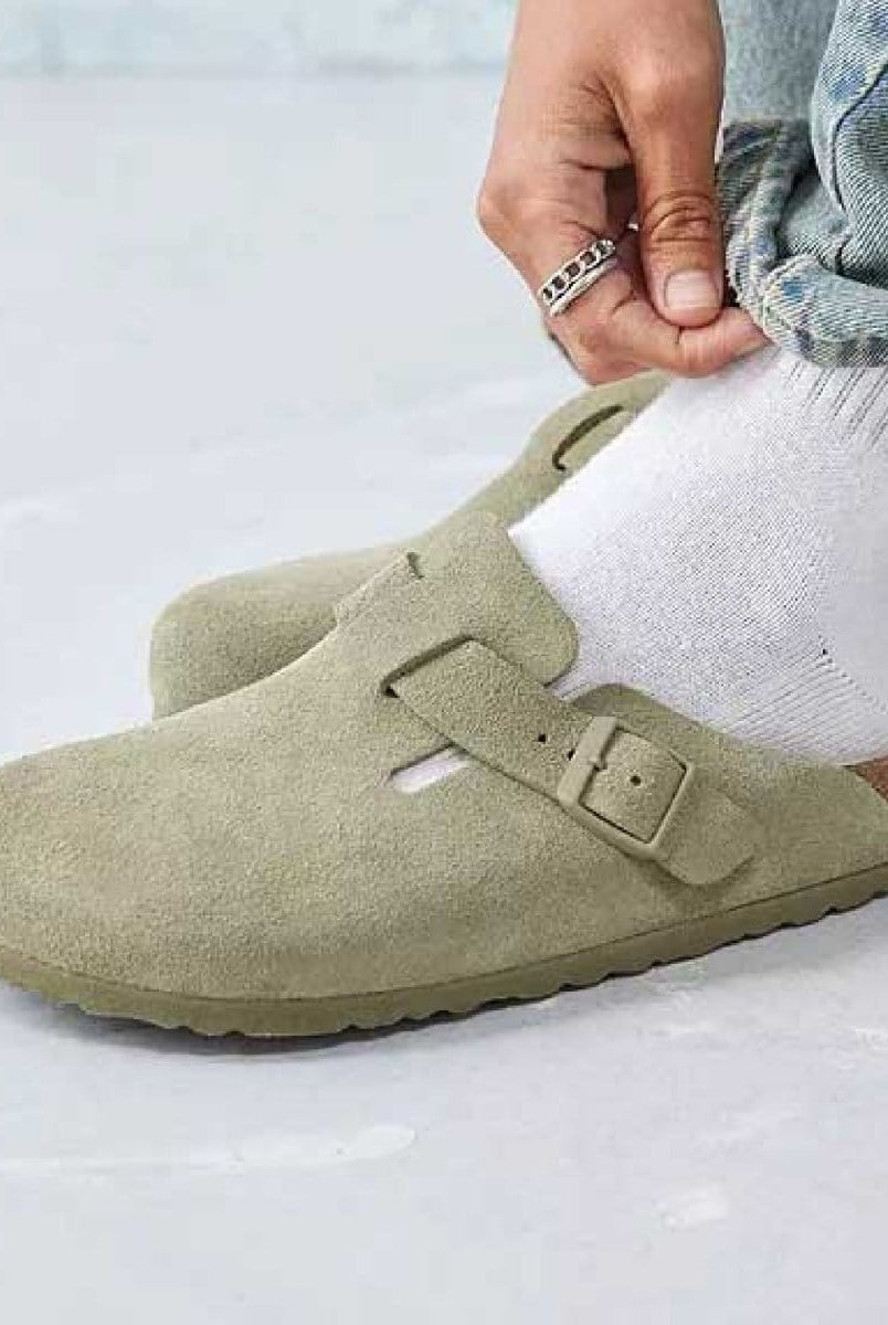 Boston Suede Leather Faded Khaki - PINK ARROWS