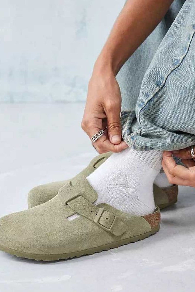Boston Suede Leather Faded Khaki - PINK ARROWS