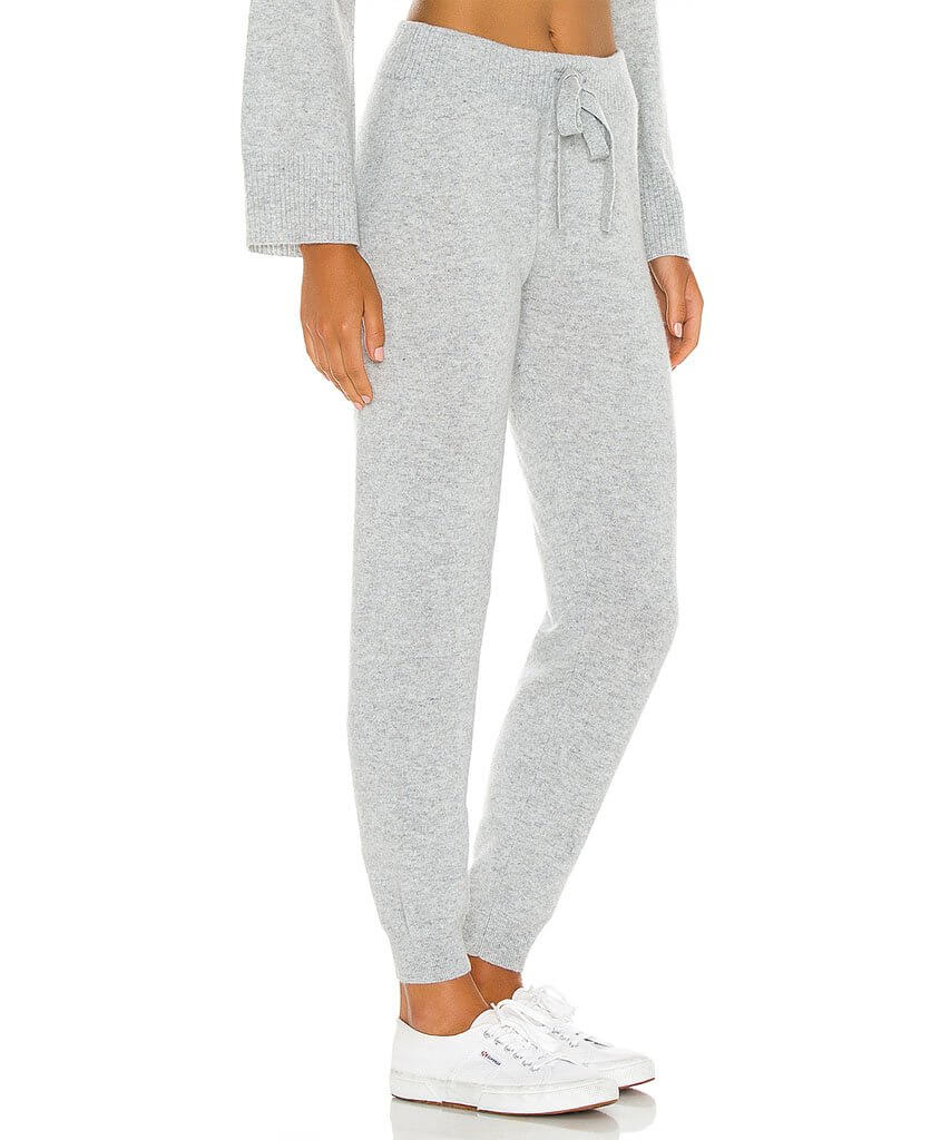 Cashmere Wide Rib Jogger Heather Grey - PINK ARROWS