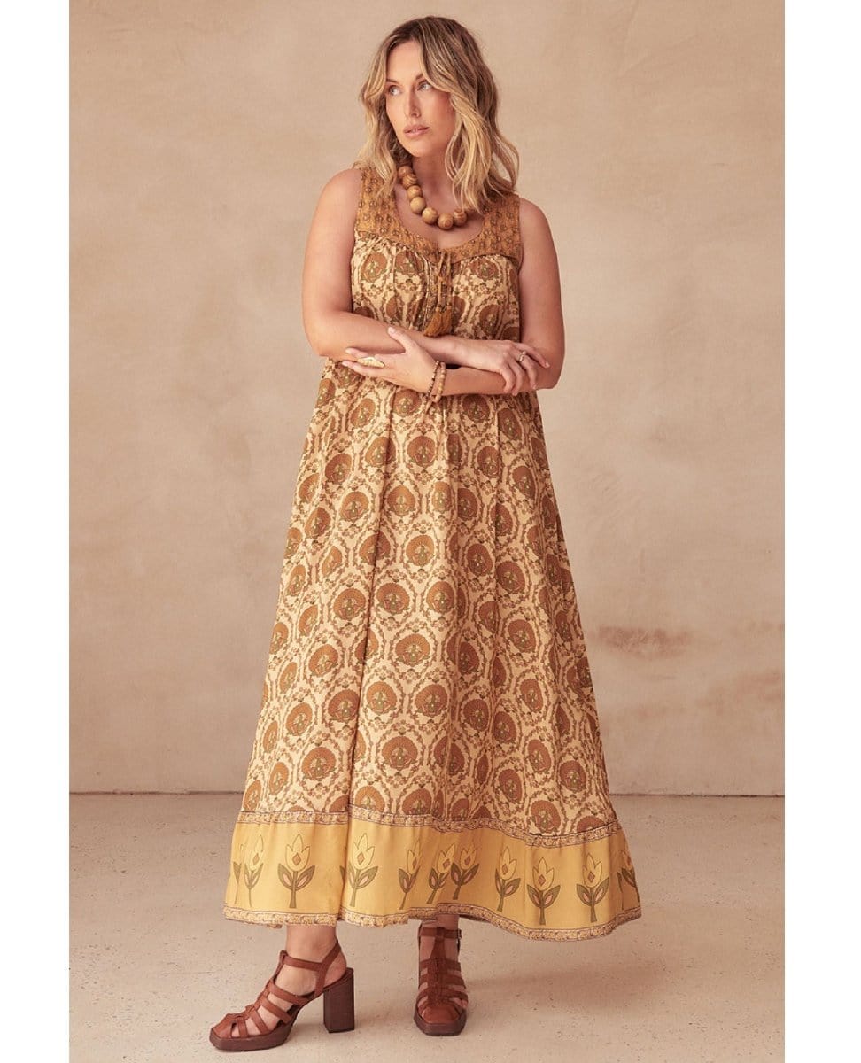 Chateau Maxi Sundress Champagne - PINK ARROWS