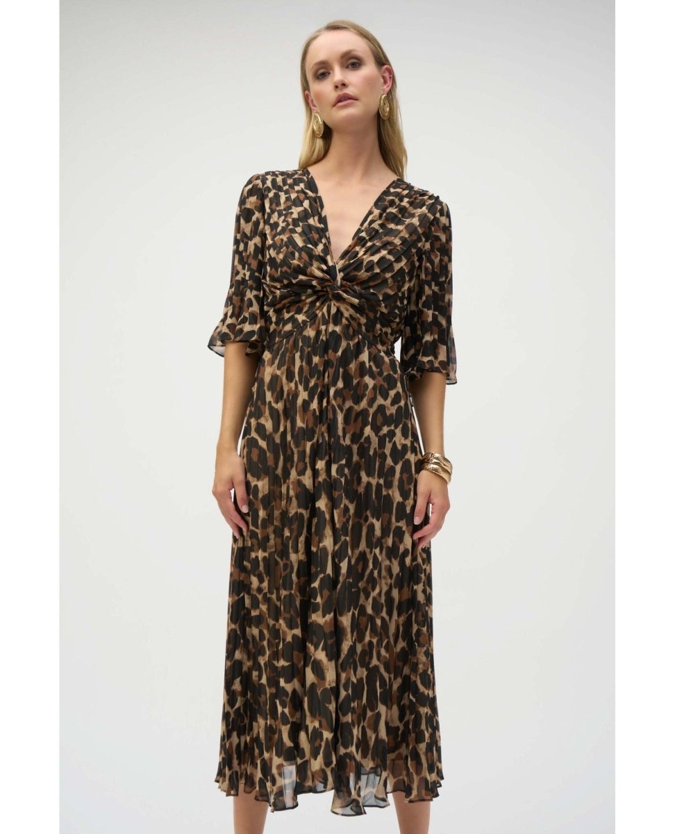 Chic Animal Print Wrap Dress - PINK ARROWS