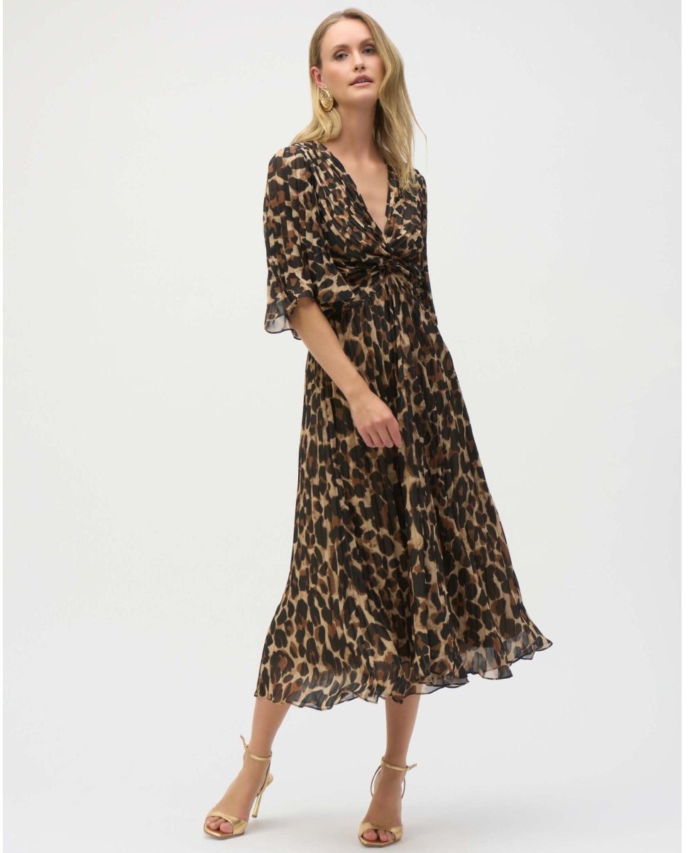 Chic Animal Print Wrap Dress - PINK ARROWS