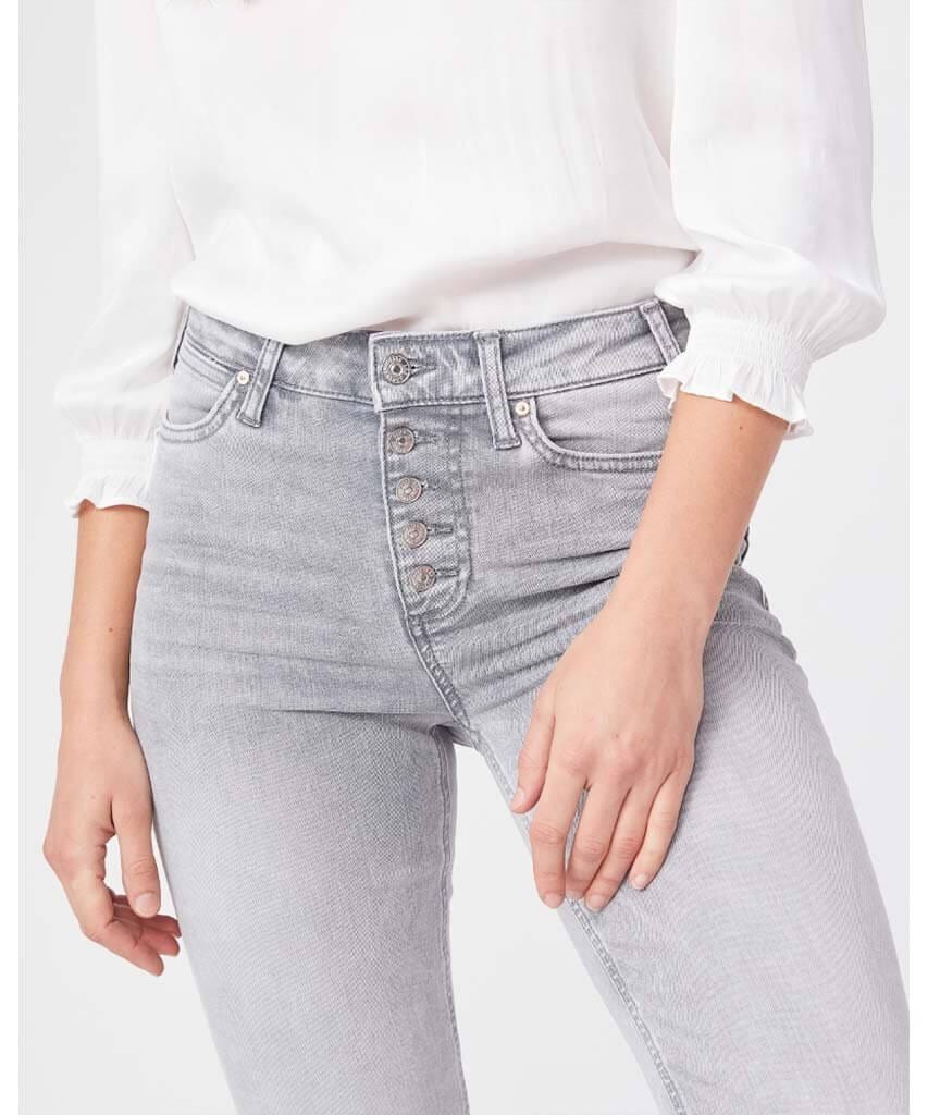 Cindy Crop Exposed Button Faded Asphalt - PINK ARROWS