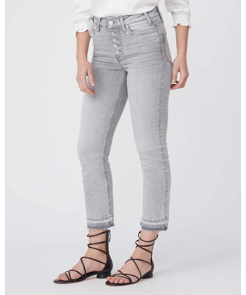 Cindy Crop Exposed Button Faded Asphalt - PINK ARROWS