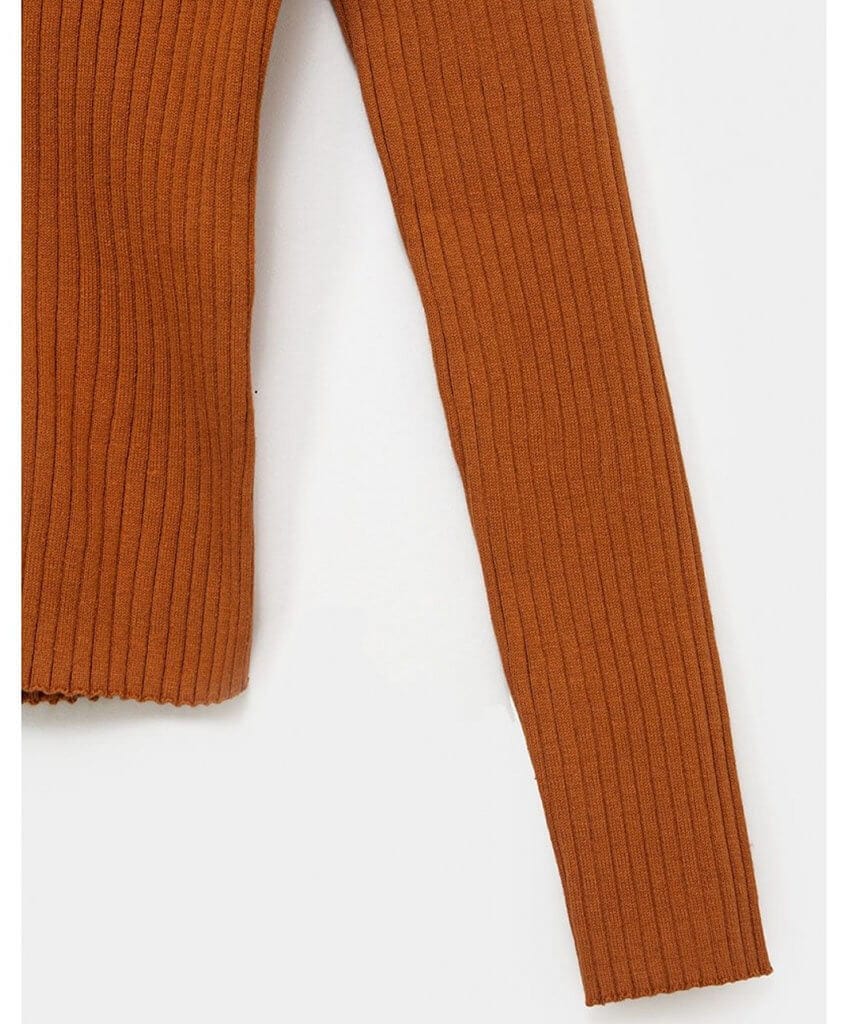 Classic Rib Cardigan Cinnamon - PINK ARROWS