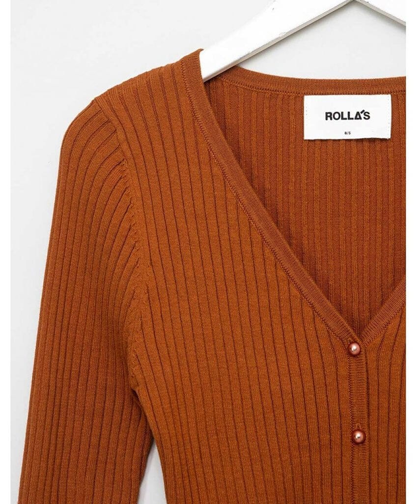 Classic Rib Cardigan Cinnamon - PINK ARROWS