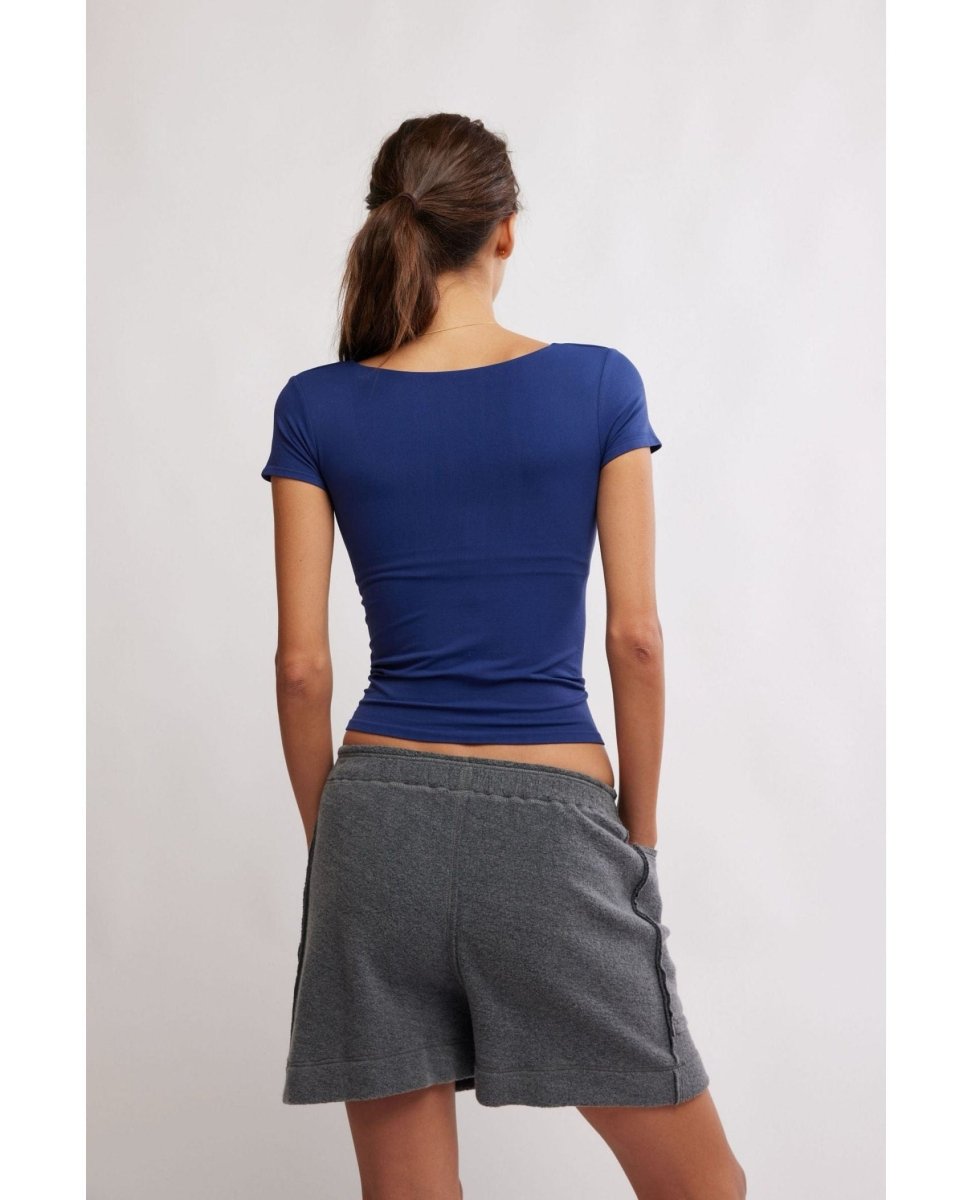 Clean Lines Baby Tee Indigo - PINK ARROWS