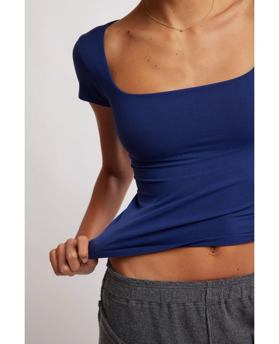 Clean Lines Baby Tee Indigo - PINK ARROWS