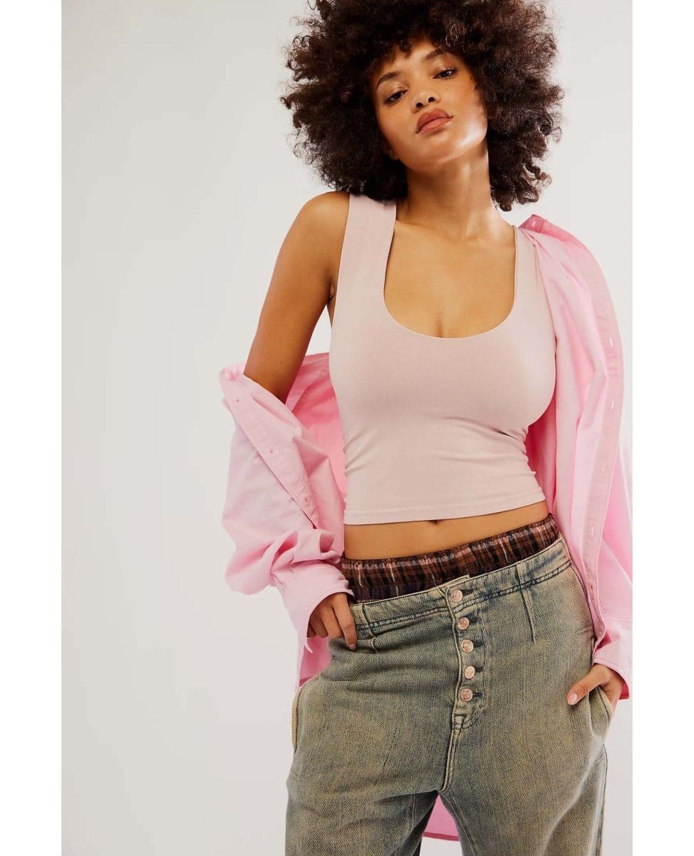 Clean Lines Muscle Cami Pink Salt - PINK ARROWS