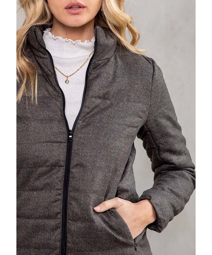 Coco Puffer Jacket Heather Brown - PINK ARROWS