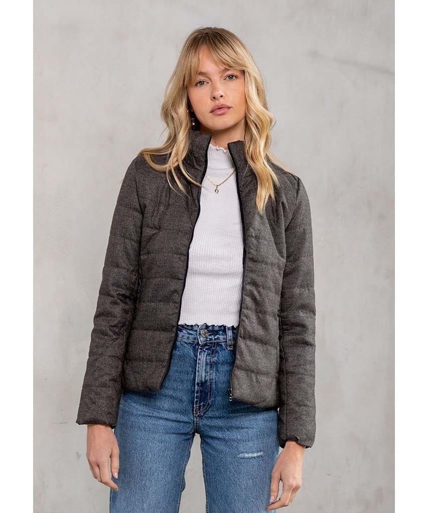 Coco Puffer Jacket Heather Brown - PINK ARROWS