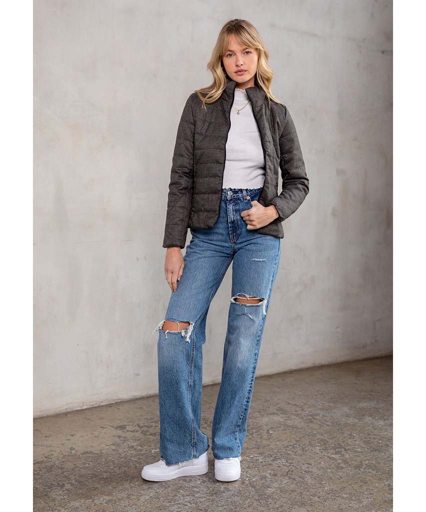 Coco Puffer Jacket Heather Brown - PINK ARROWS