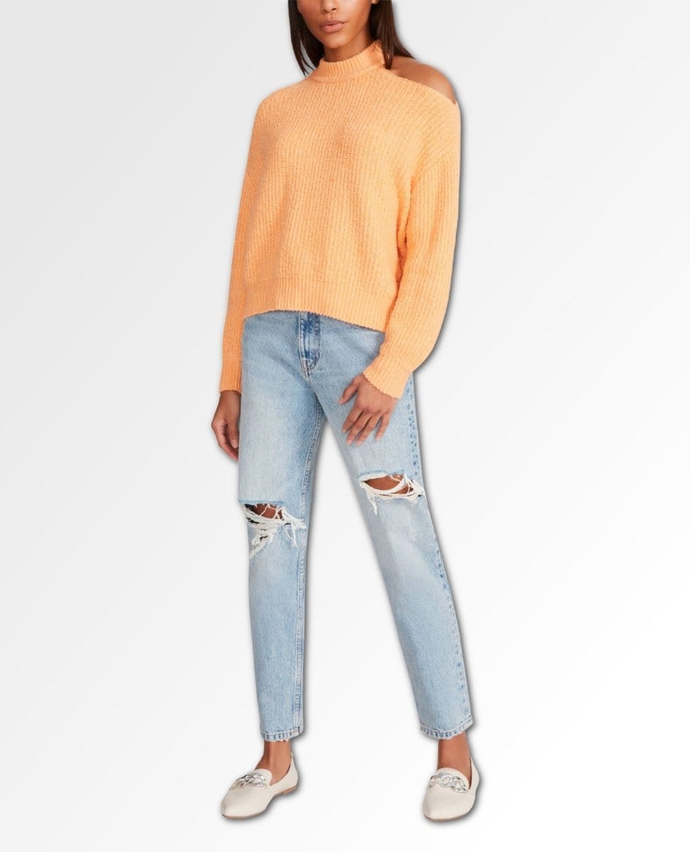 Cold Shoulder Sweater Creamsicle - PINK ARROWS
