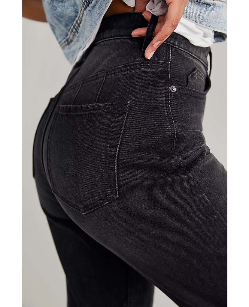 CRVY Georgine Mom Jean Obsidian - PINK ARROWS