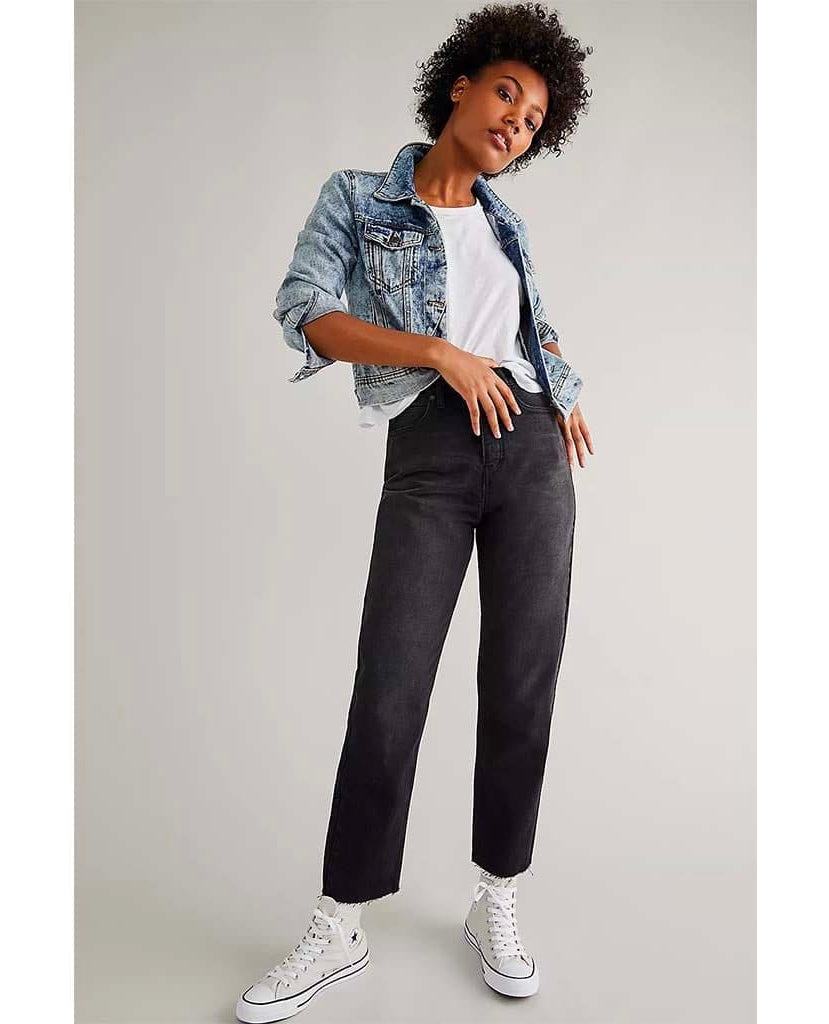 CRVY Georgine Mom Jean Obsidian - PINK ARROWS