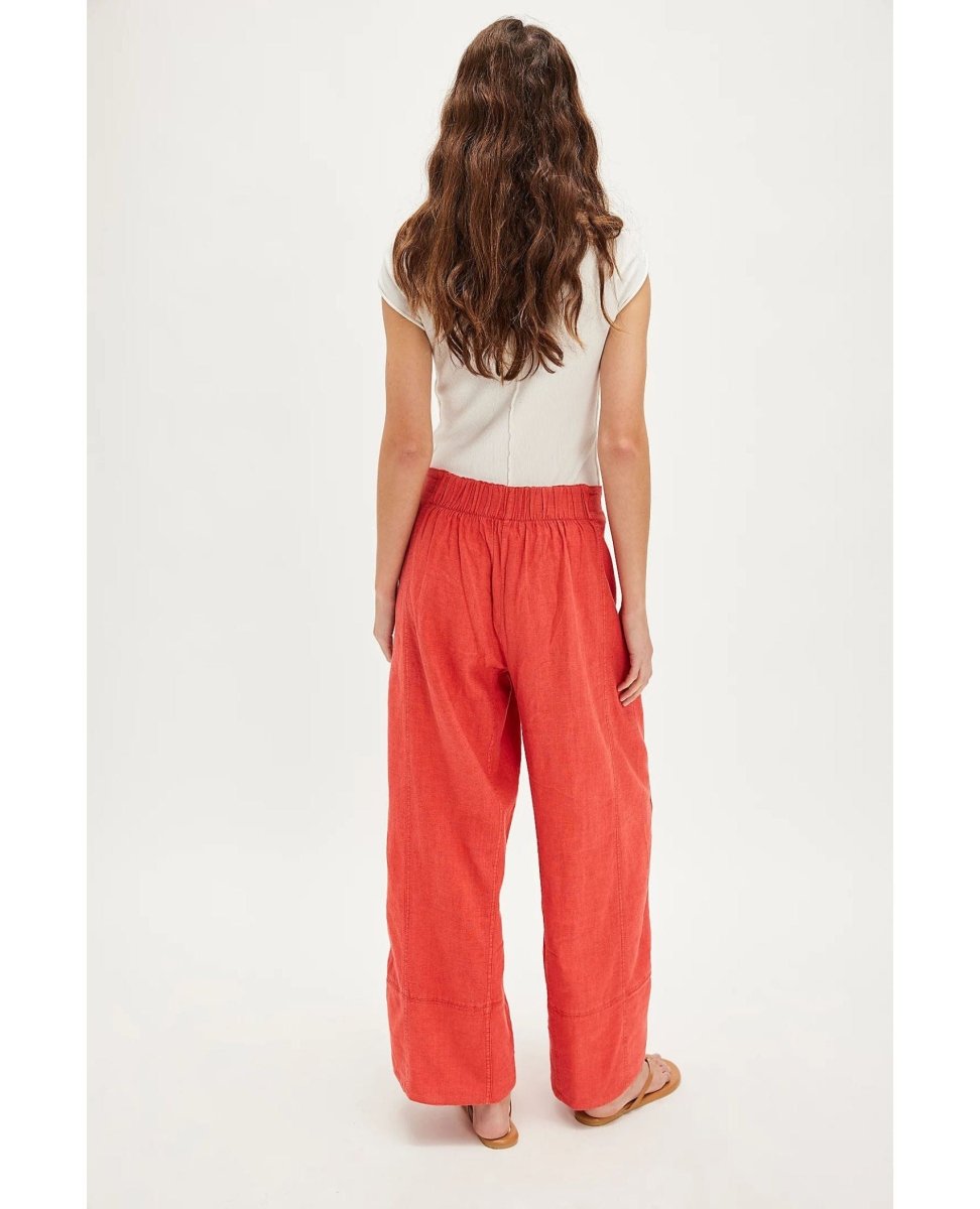 Days End Linen Pants Poppy Red - PINK ARROWS