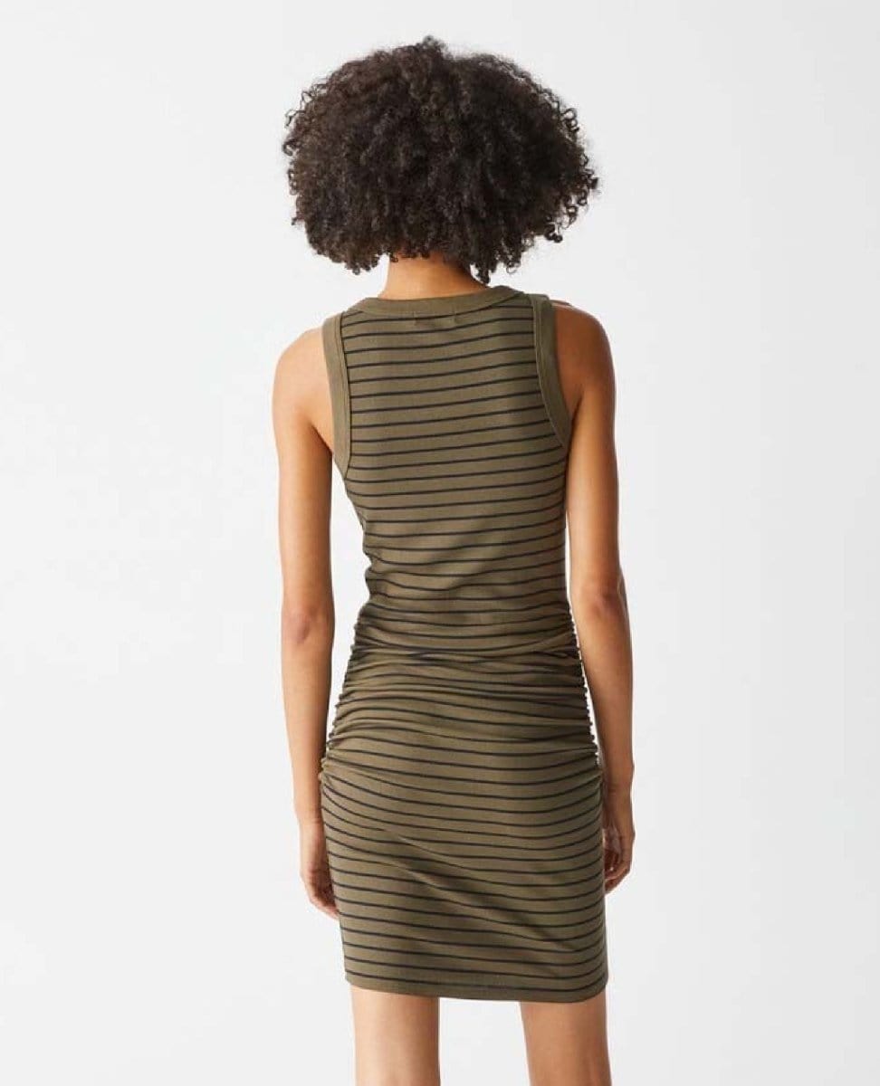 Demi Olive Stripe Dress - PINK ARROWS