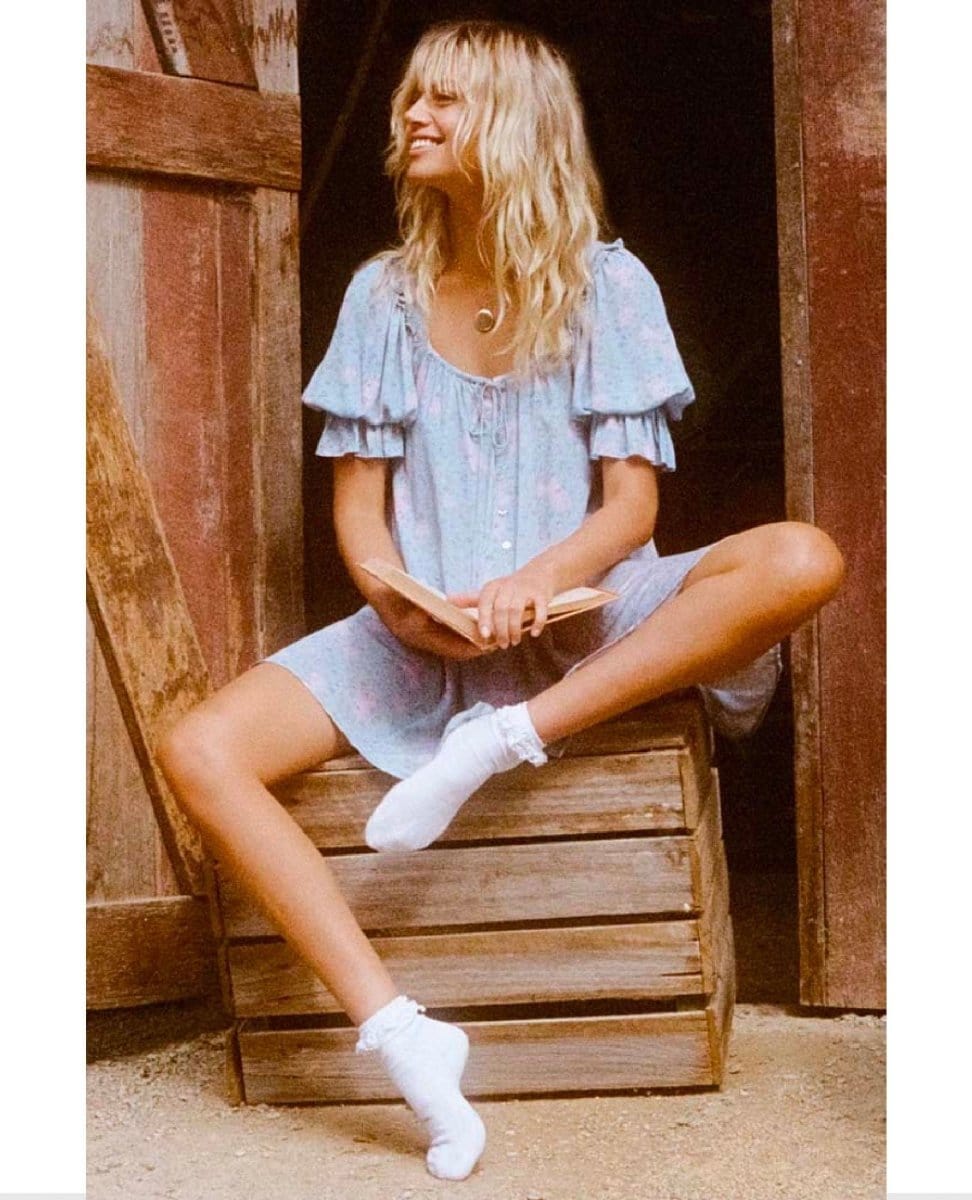 Dolly Mini Dress Dusty Blue - PINK ARROWS