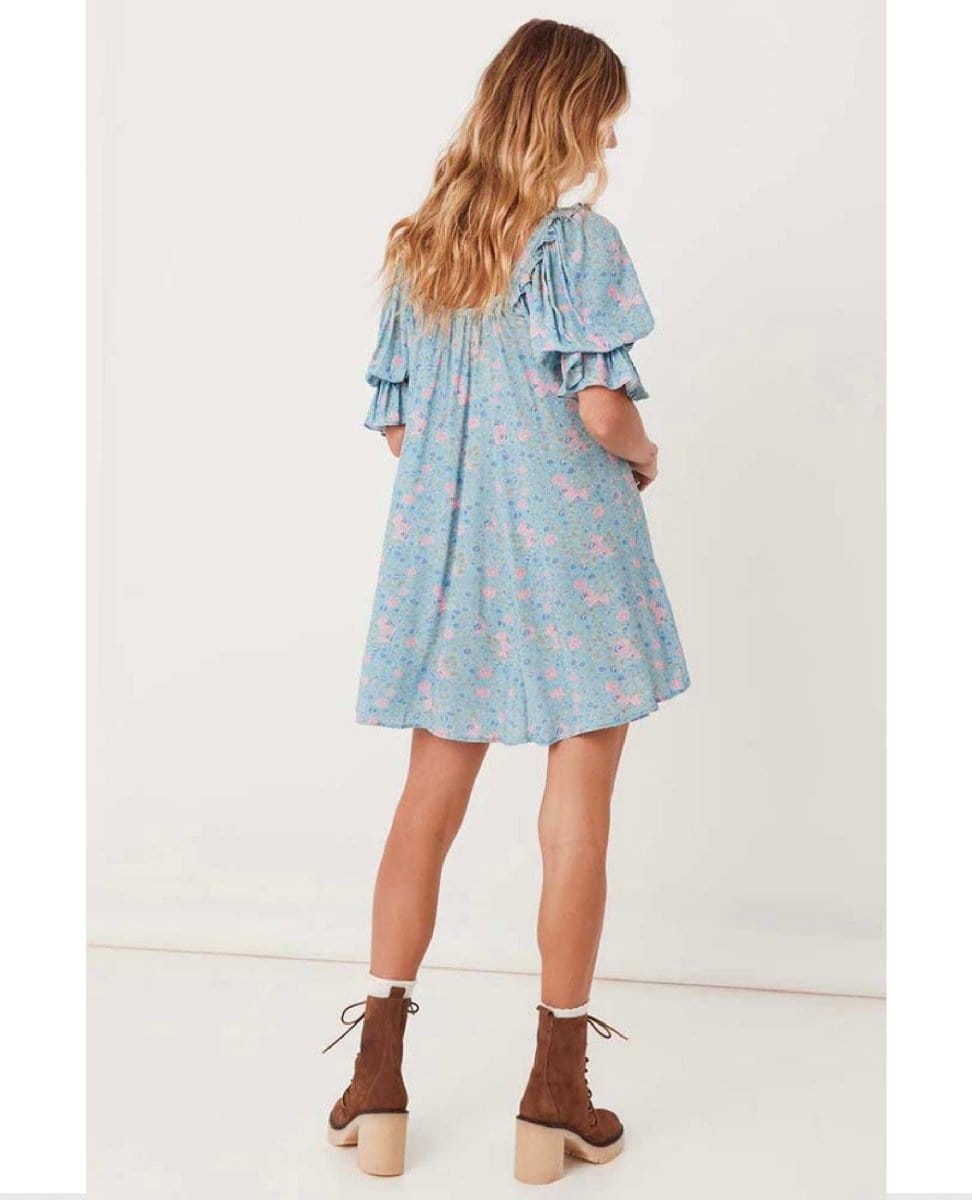 Dolly Mini Dress Dusty Blue - PINK ARROWS