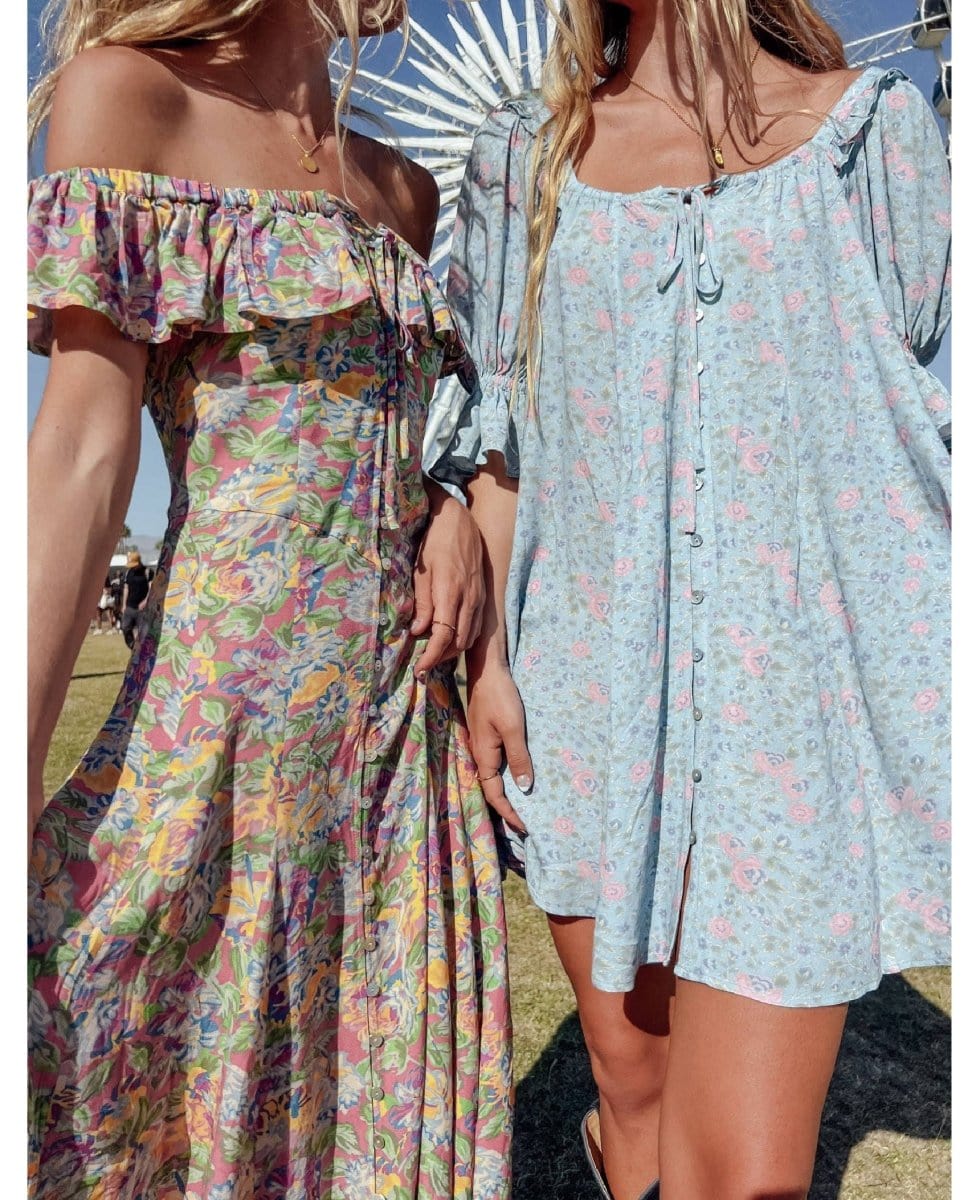 Dolly Mini Dress Dusty Blue - PINK ARROWS