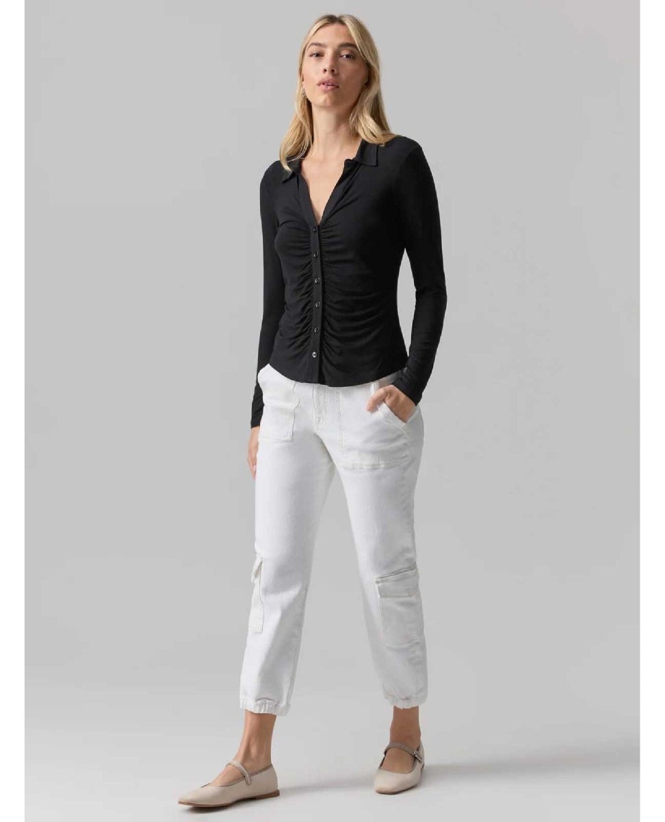 Dreamgirl Button - Up Top Black - PINK ARROWS