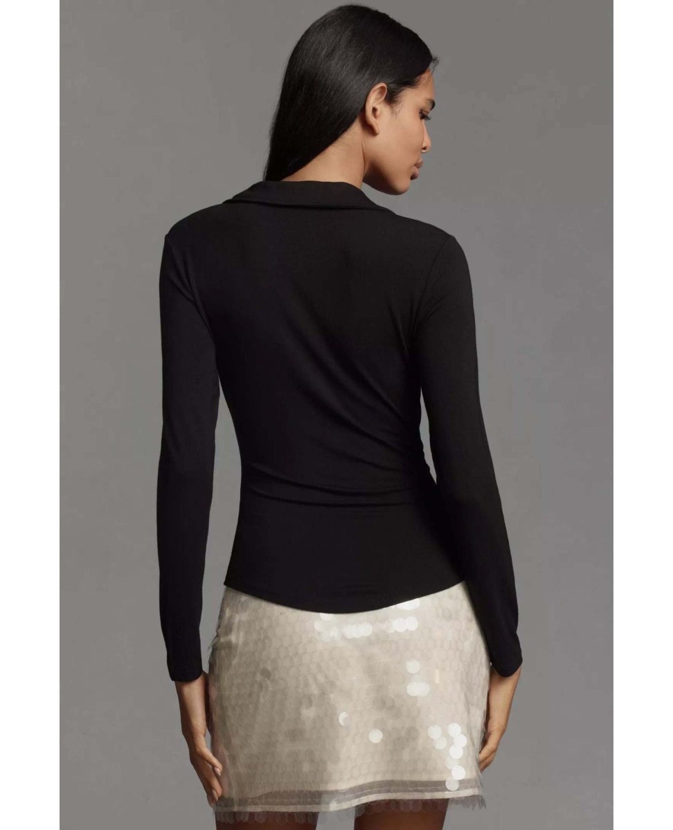 Dreamgirl Button - Up Top Black - PINK ARROWS