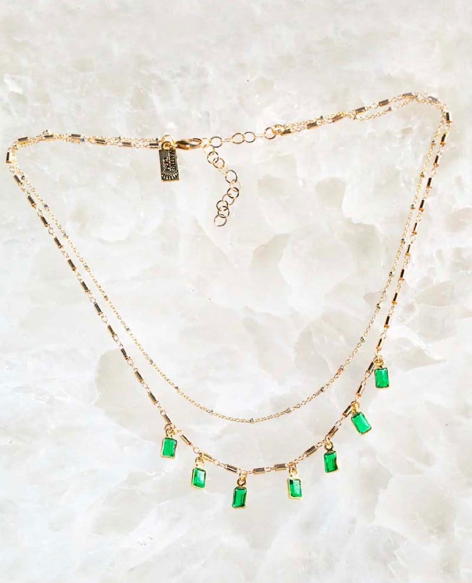 Eden Layered Necklace Emerald Green - PINK ARROWS