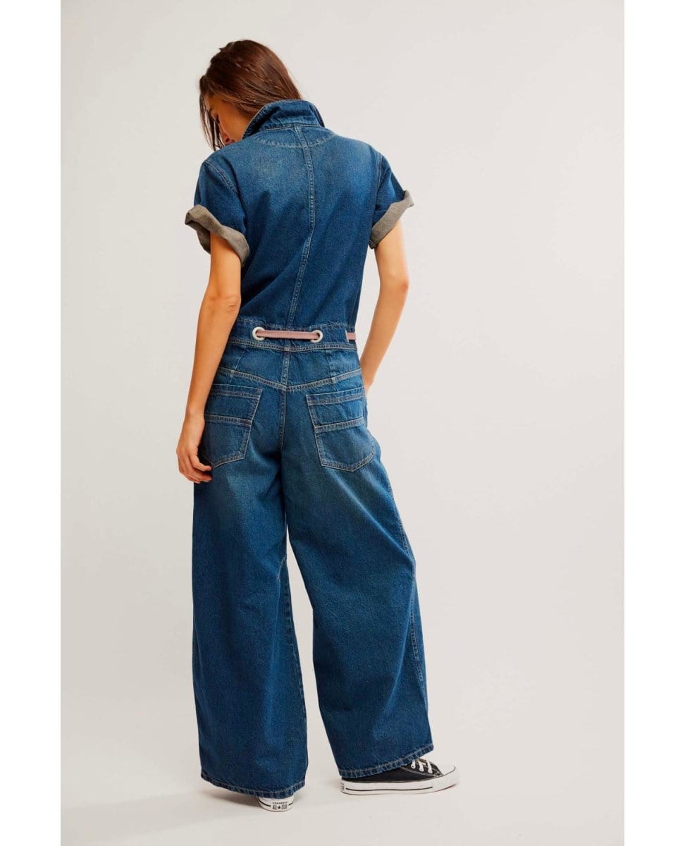 Edison Wideleg Coverall Cerulean Skies - PINK ARROWS