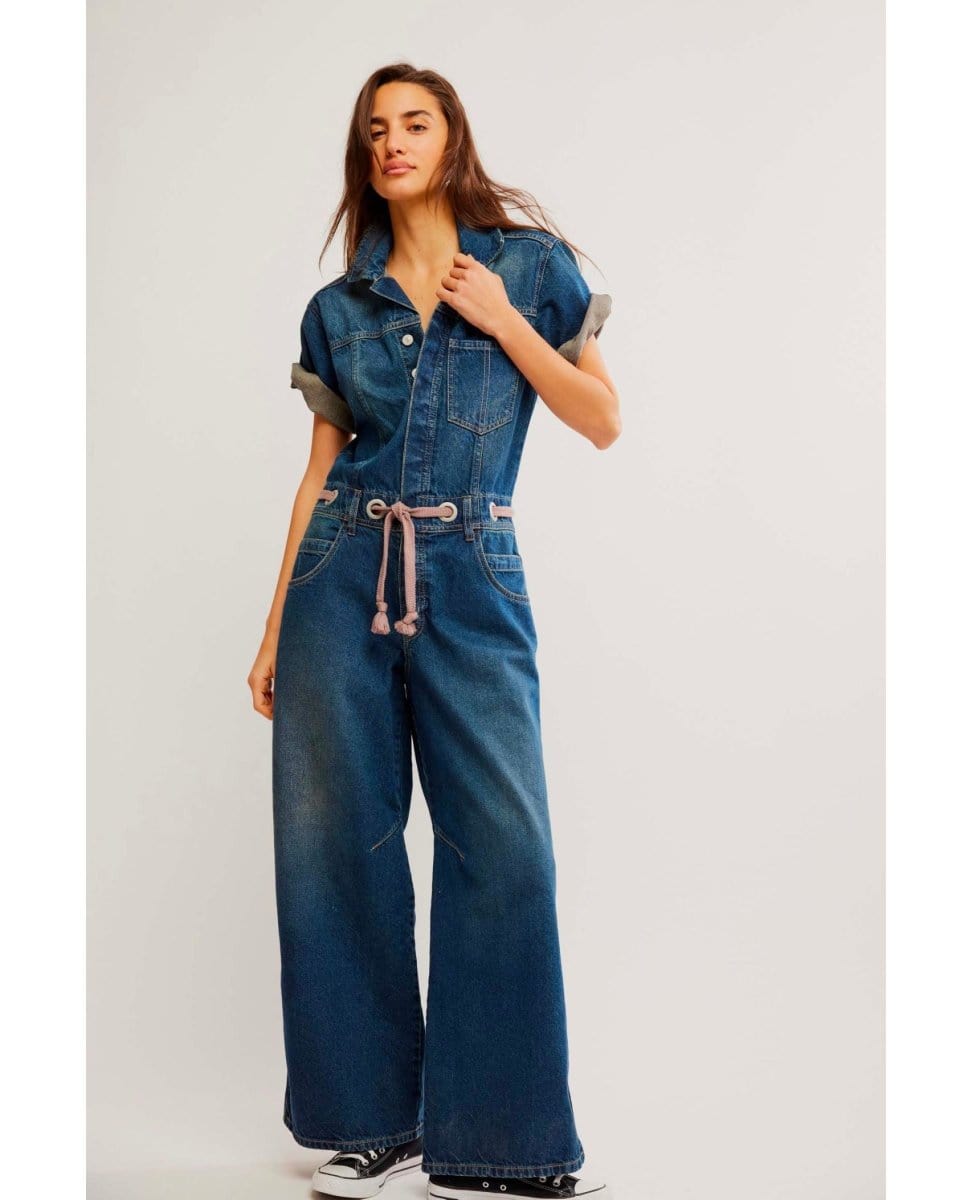 Edison Wideleg Coverall Cerulean Skies - PINK ARROWS