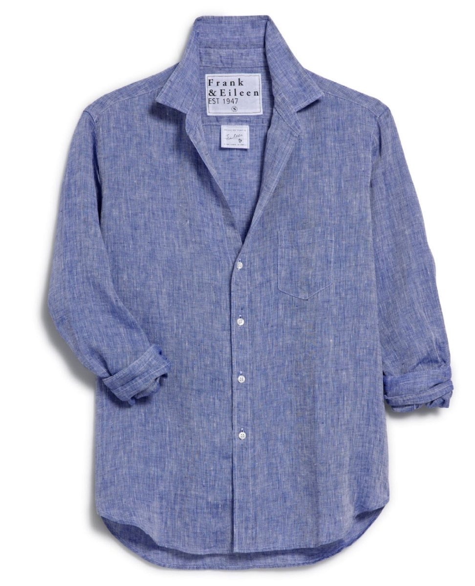 Eileen Blue Italian Linen Shirt - PINK ARROWS